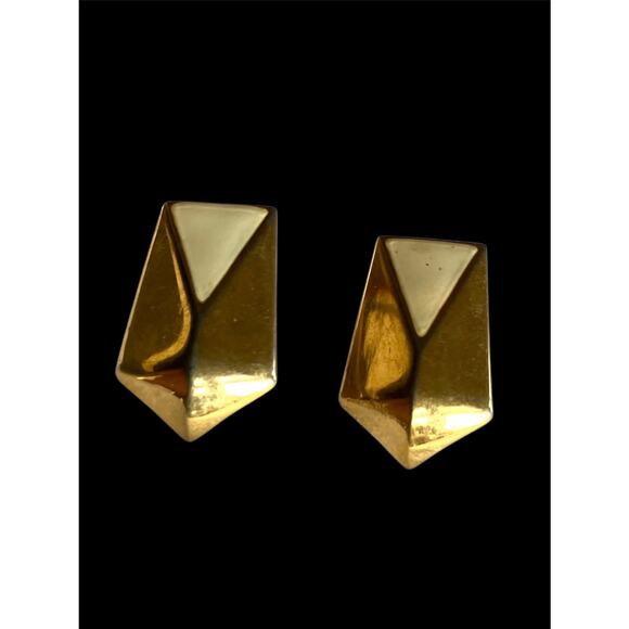 80S GOLD/CREAM EARRINGS - Picture 2 of 3
